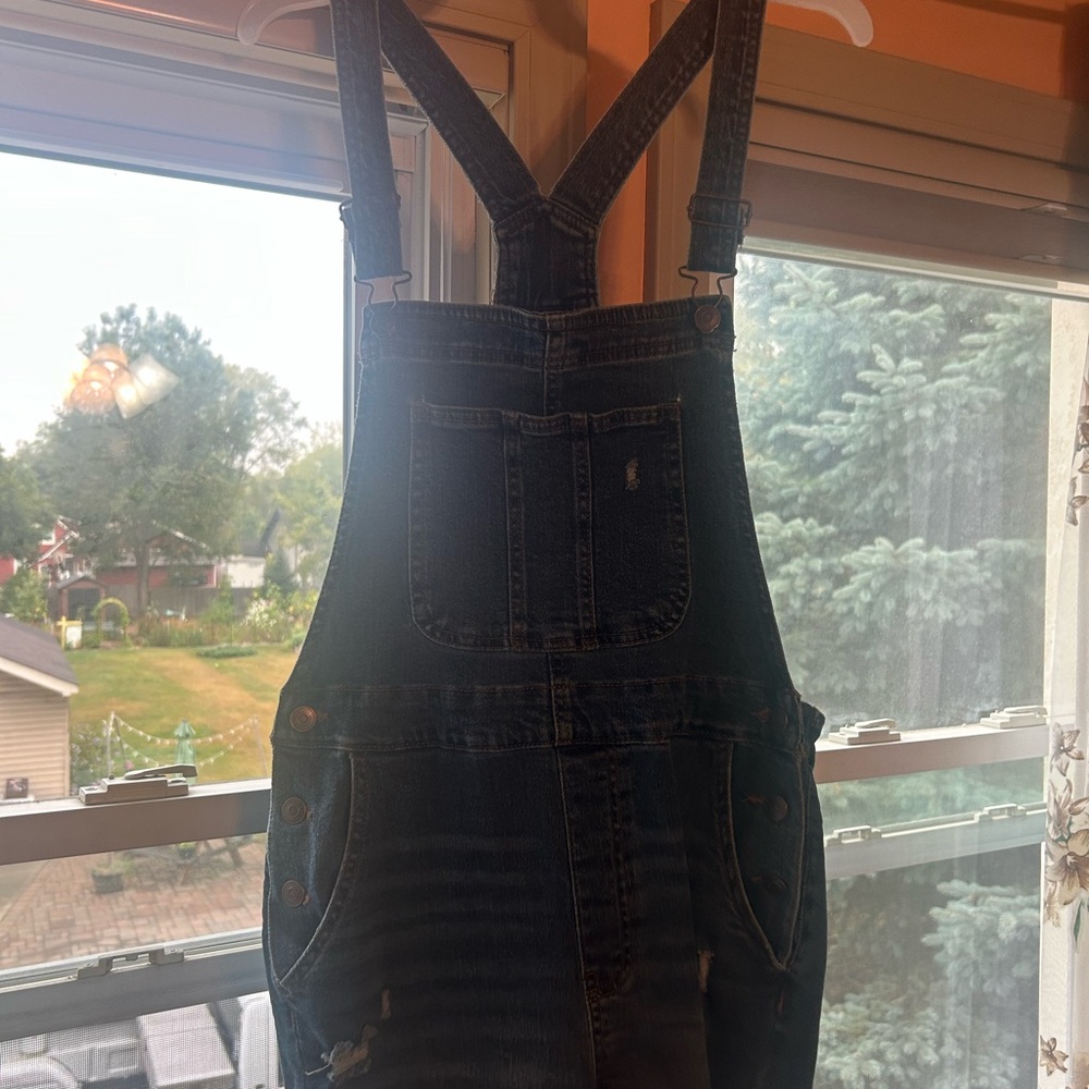 No Boundaries Blue Denim Overalls Shorts